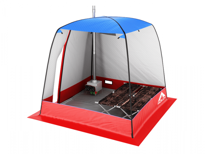 Мобильная баня-палатка МОРЖ c 2-мя окнами сине-красный в Перми