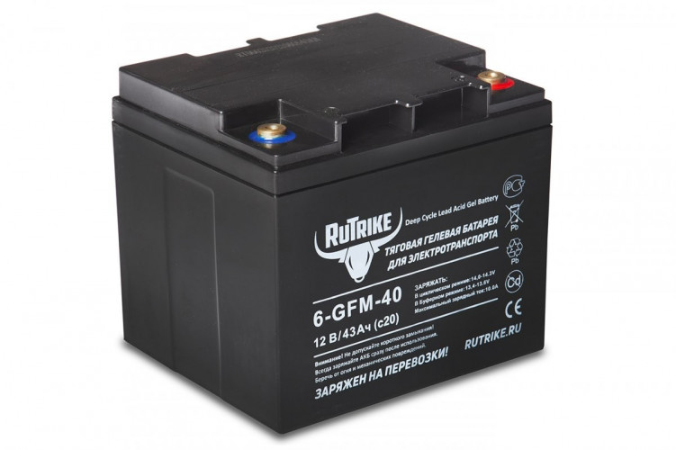 Тяговый гелевый аккумулятор RuTrike 6-GFM-40A (12V43A/H C20) в Перми