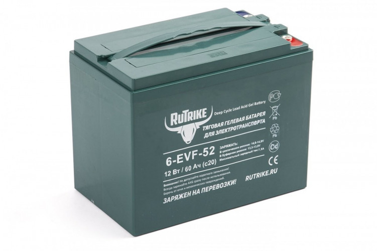 Тяговый гелевый аккумулятор RuTrike 6-EVF-52A (12V52A/H C3) в Перми