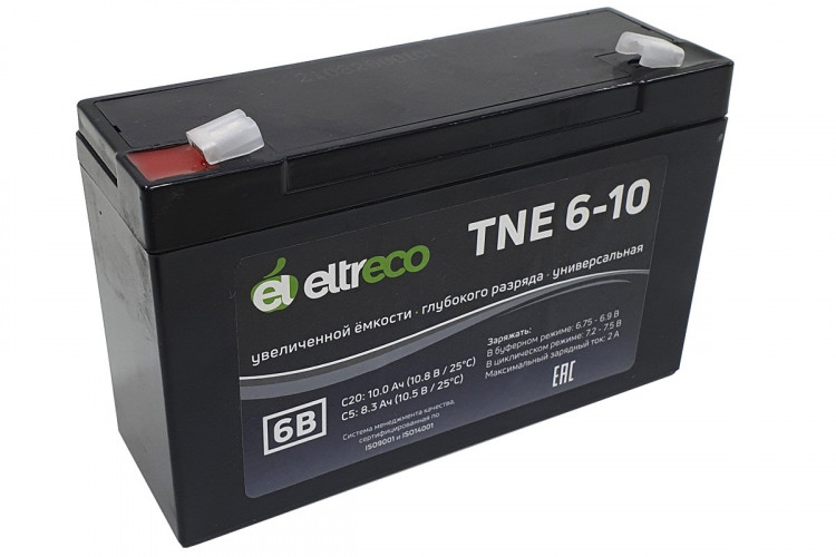 Тяговый аккумулятор Eltreco TNE6-10 (6V10A/H C20) в Перми