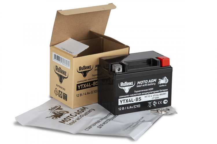 Аккумулятор стартерный для мототехники Rutrike YTX4L-BS (12V/4Ah) в Перми