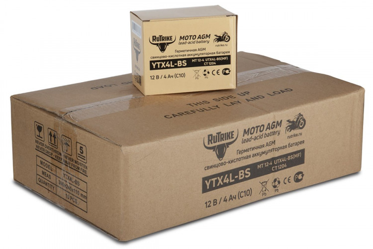 Аккумулятор стартерный для мототехники Rutrike YTX4L-BS (12V/4Ah) в Перми