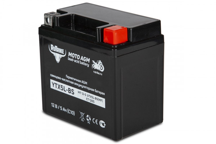 Аккумулятор стартерный для мототехники Rutrike YTX5L-BS (12V/5Ah) в Перми