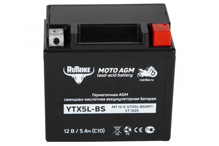 Аккумулятор стартерный для мототехники Rutrike YTX5L-BS (12V/5Ah) в Перми