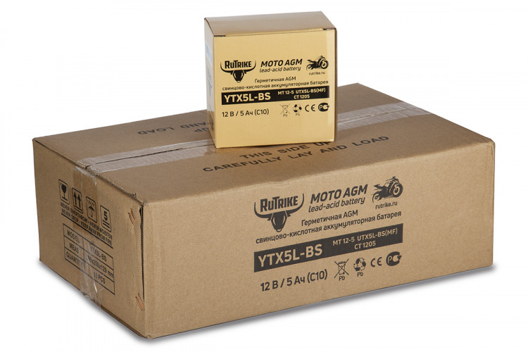 Аккумулятор стартерный для мототехники Rutrike YTX5L-BS (12V/5Ah) в Перми