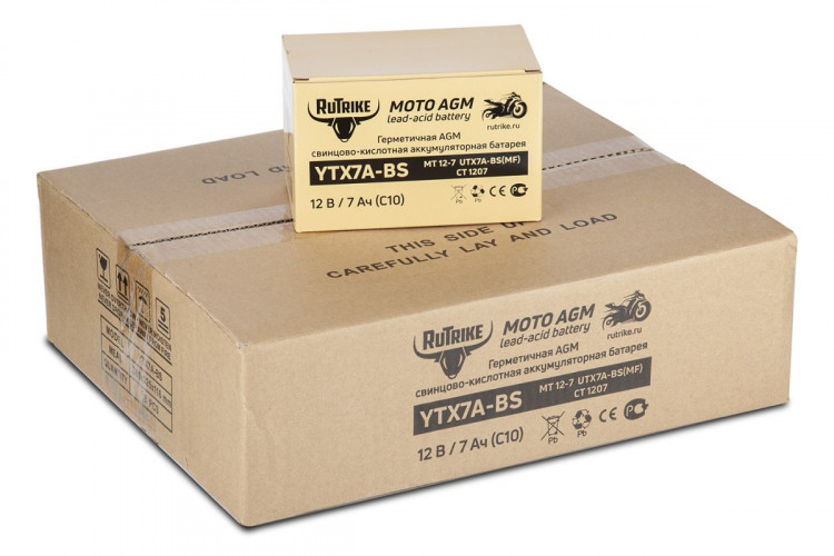 Аккумулятор стартерный для мототехники Rutrike YTX7A-BS (12V/7Ah) в Перми