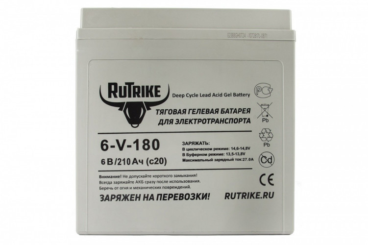Тяговый гелевый аккумулятор RuTrike 3-EVF-180A (6V180A/H C3) в Перми