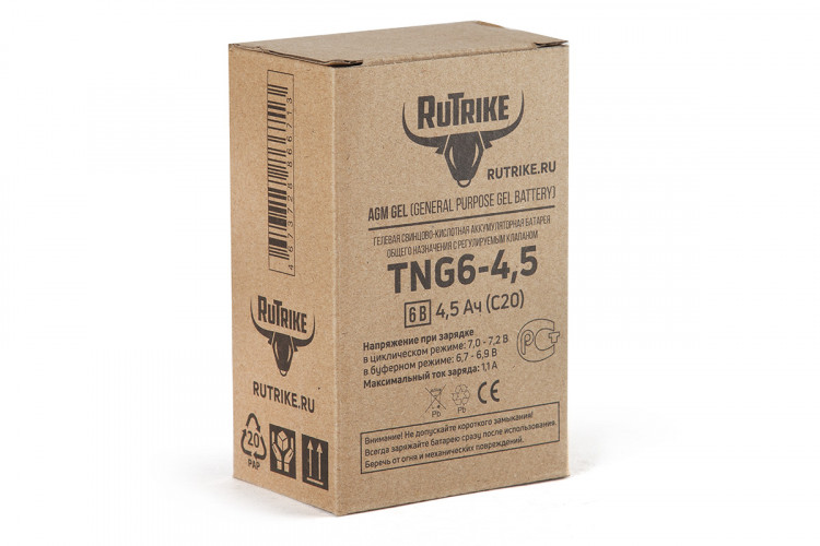 Тяговый гелевый аккумулятор RuTrike TNG 6-4,5 (6V4,5A/H C20) в Перми