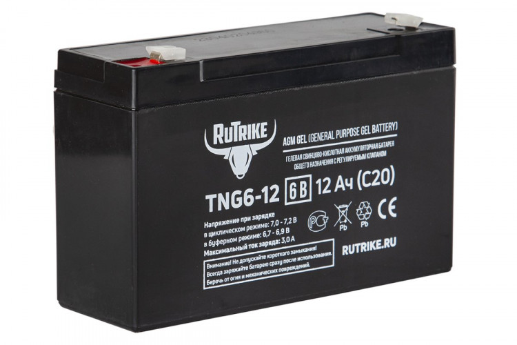 Тяговый гелевый аккумулятор RuTrike TNG 6-12 (6V12A/H C20) в Перми