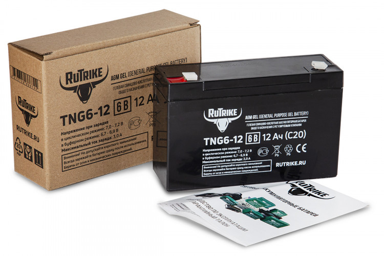 Тяговый гелевый аккумулятор RuTrike TNG 6-12 (6V12A/H C20) в Перми