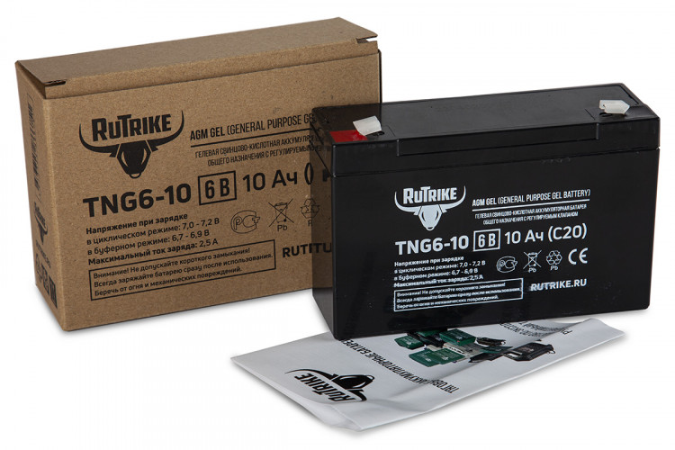 Тяговый гелевый аккумулятор RuTrike TNG 6-10 (6V10A/H C20) в Перми