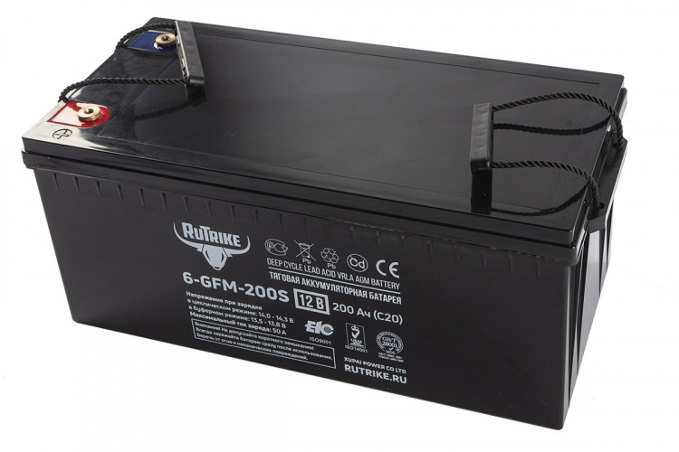 Тяговый гелевый аккумулятор RuTrike 6-GFM-200 (12V200A/H C20) в Перми