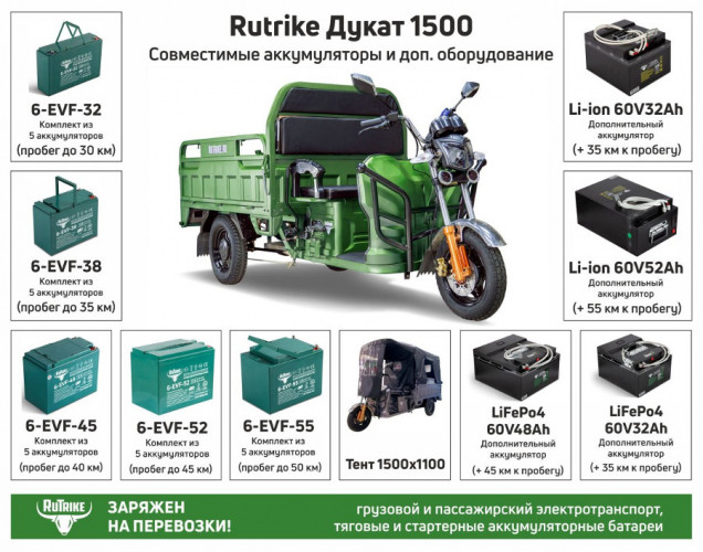 Грузовой электрический трицикл RuTrike Дукат 1500 в Перми